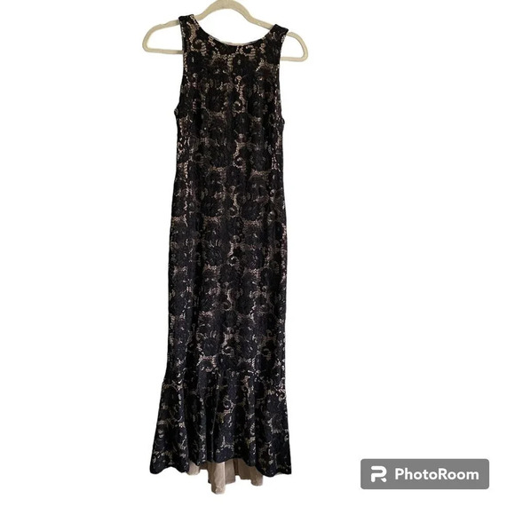 LAUREN by Ralph Lauren Black Classic Elegant Lace  Mermaid Midi Dress Size 8 - Picture 2 of 13